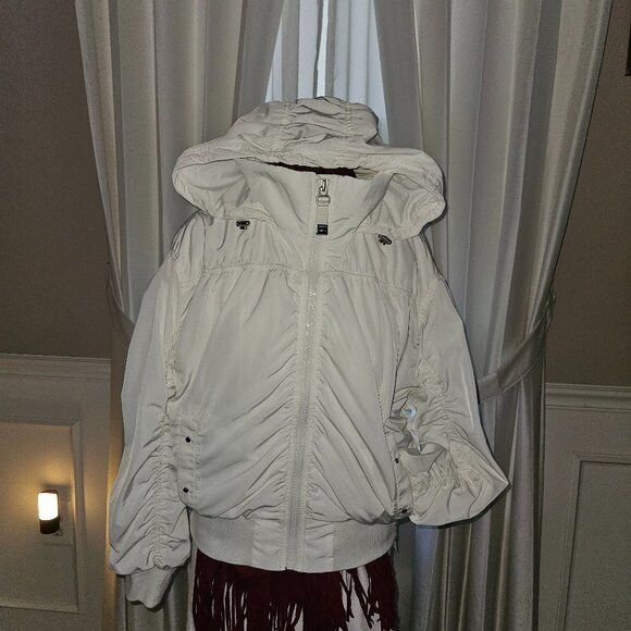 ATHLETA White Hooded Jacket Warm-up Size L - Picture 1 of 15